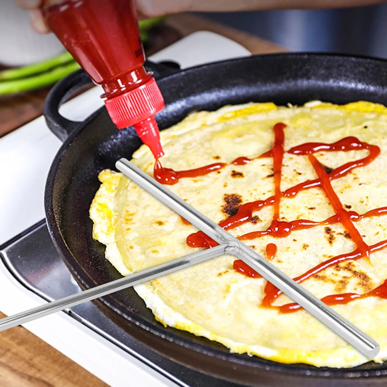 Kit de fabrication de crêpes, spatule à crêpes, en forme de gâteau, poêle en métal, bâton de glaçage, Brownie