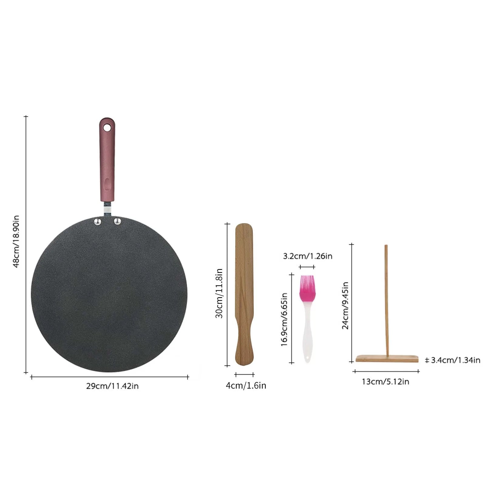 Poêle à crêpes antiarina en alliage d'aluminium, crêpière, poêle plate avec épandeur, spatule, crêpière, plaque chauffante, degré de rayure