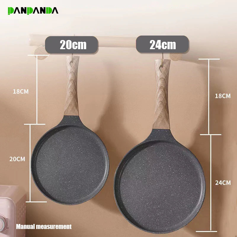 PANPANDA-Poêle à frire antiarina, poêle à steak, pansement, omelette, machine à petit-déjeuner, cuisinière à induction, ustensiles de cuisson au gaz Maifan Stone, 6 ", 8", 10"