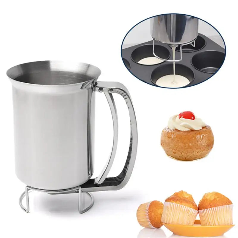 Distributeur de pâte à gâteau Chi en acier inoxydable, outil de cuisine, entonnoir à piston avec support, outils de cuisson