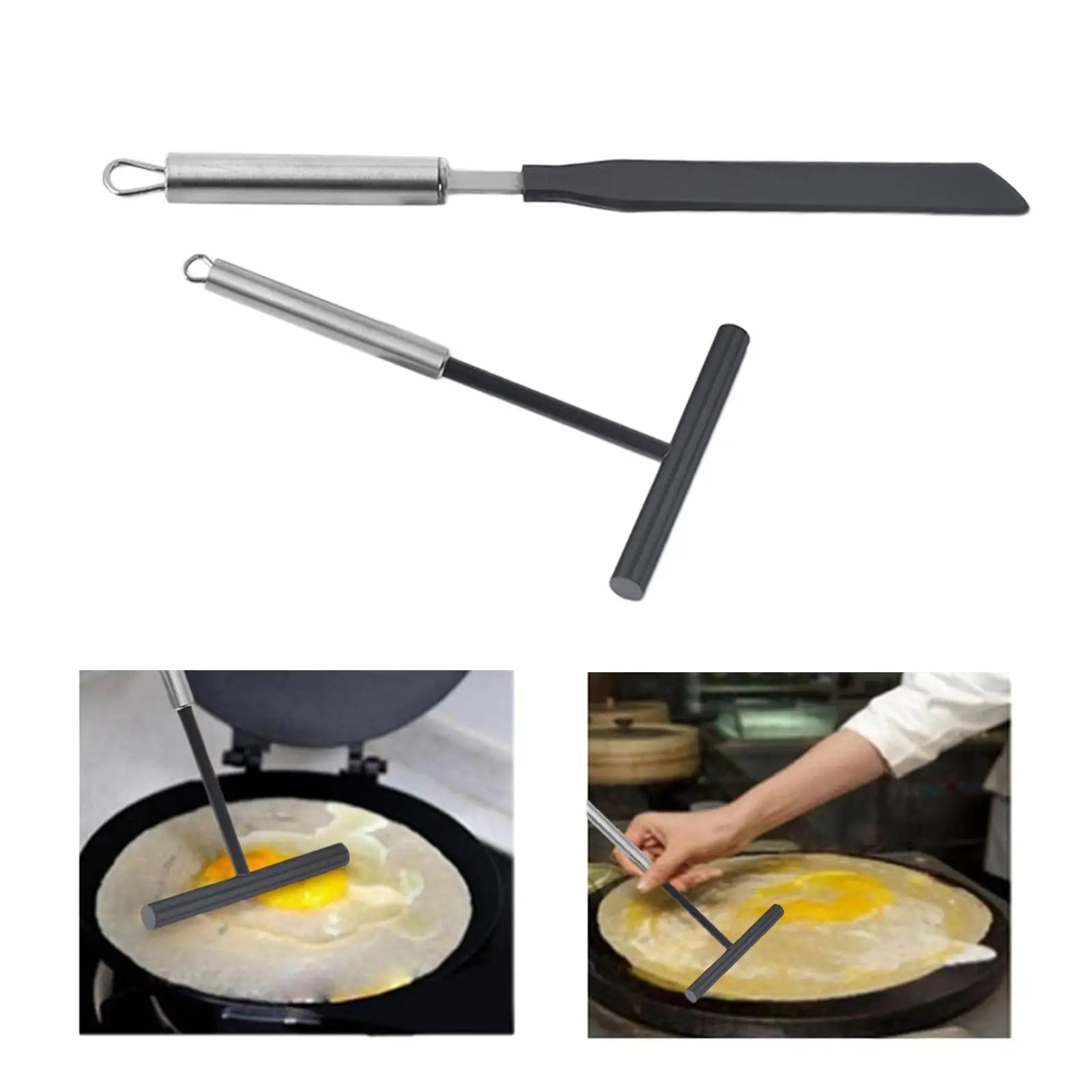 Ensemble d'ustensiles de cuisine pour épandeur de crêpes et spatule, outils de crêpière, pâte à crêpes, ustensiles de cuisine pour décrochage, 2x