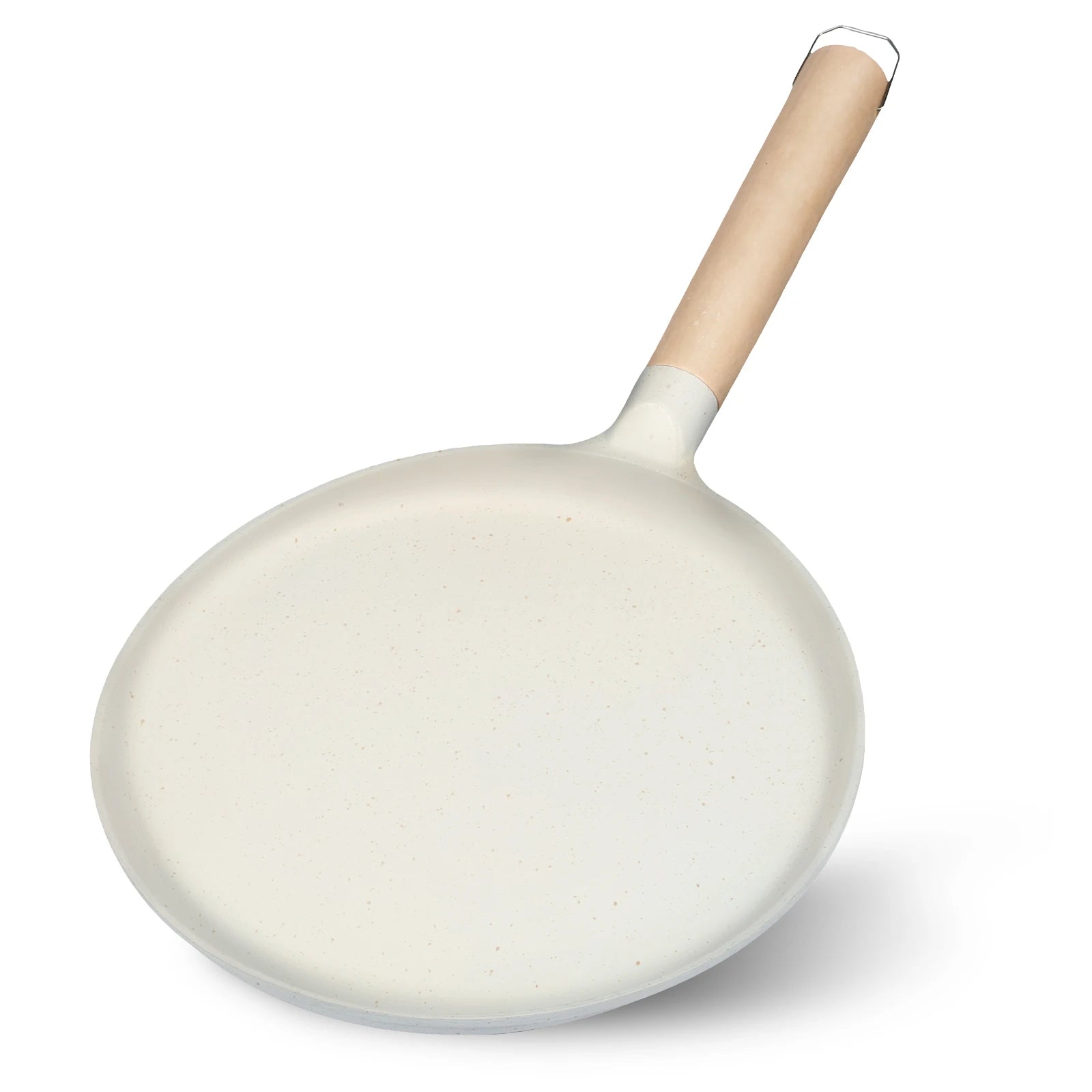 Poêle à pansement antiarina avec manche en bois, poêle à crêpes pour cuisinière, poêle à crêpes légère, poêle à crêpes plate en fonte réutilisable, 9,2 po